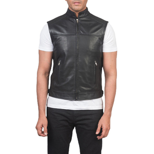 Chaquetas para hombre, chaqueta sin mangas de cuero resistente, estilo urbano para exteriores, chaqueta sin mangas de cuero minimalista, moderna y limpia para hombre - Product Image 6