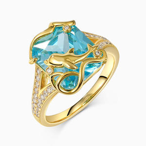 Jeulia Lucky Day Dolphin <b>Emerald</b> Cut Sterling <b>Silver</b> Fashion <b>Ring</b> - Product Image 3