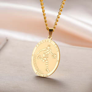 Collier pendentif joueur de basket-ball en argent sterling 925 plaqué or, chaîne à maillons sportive, bijoux cadeaux pour femmes et hommes - Product Image 2