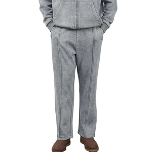 Survêtements pour hommes à fermeture éclair, lavage à l'acide, personnalisés, prix bas, vêtements unis, 100% coton, molleton français, survêtements pour hommes à épaules tombantes avec fermeture éclair - Product Image 4