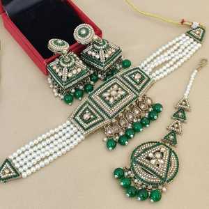 ชุดสร้อยโชคเกอร์แบบดั้งเดิมที่สวยงามสำหรับผู้หญิงและเด็กผู้หญิงเครื่องประดับที่ดูสง่างามสำหรับงานแต่งงานและงานรื่นเริงเครื่องประดับรอยัล - Product Image 3