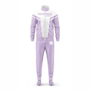 Chándales de poliéster personalizables para hombre con estampado por transferencia térmica, transpirables, ligeros, con cordones, pantalones y chaqueta de manga larga con cremallera. - Product Image 2