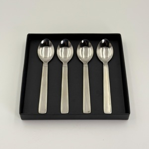 Stainless Steel Spoon Set of 4 with <b>Box</b> with Square Conventional Handle Thickened Material Atmosphere Hotel Spoon Set - Product Image 5
