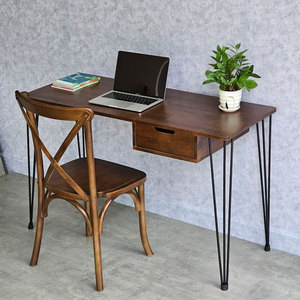Conjunto Combo de Escritorio de 120x60cm con Cajones y 1 Silla de Madera Estilo Bistro CB68199 para Oficina en Casa - Product Image 2