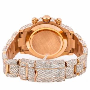 Montre pour homme en moissanite - Acier inoxydable rose avec couronne décorative - Cadeau - Product Image 4