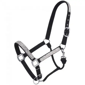 Multi Color Horse <b>Halter</b> with Crystal Bling Rhinestone Accents Adjustable Nylon Show <b>Halter</b> Equestrian Tack Gear - Product Image 2