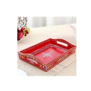 Bandeja Meena Colorida, Bandeja Decorativa India Hecha a Mano, Madera de Acacia Ecológica, 100 Piezas, Vajilla de Lujo para el Hogar - Product Image 5