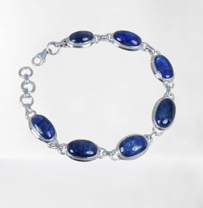 Sapphire Gemstone <b>Solid</b> 925 Sterling <b>Silver</b> Handmade Wedding Women <b>Bracelet</b> Jewelry Handmade Blue Natural Gemstone Jewelry - Product Image 1