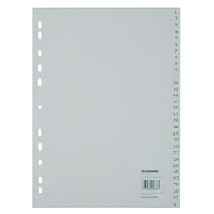 Separadores de Estantes de Polipropileno Gris DIN A4 1-31 de Soennecken - Product Image 2