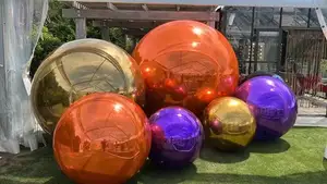 Decorações grandes bolas brilhantes prata balões infláveis esfera de bola de espelho refletivo cromado para decoração de festa discoteca