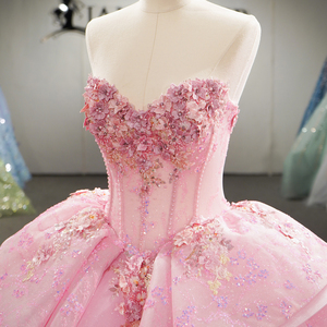 Robe de bal de Quinceañera rose luxueuse sans bretelles Jancember 8519 avec volants superposés - Product Image 5