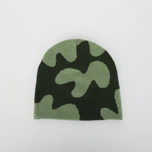 Gorro personalizable de calavera de invierno con logotipo completo, gorro liso de punto Jacquard con tinte bordado, todos los gorros - Product Image 5