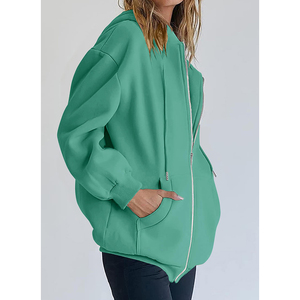 Sudadera con capucha Fulzip up Drop Shoulder de alta calidad con diseño personalizado para mujer sudadera de lana de algodón de gran tamaño - Product Image 6