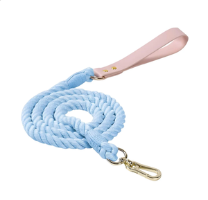 Rainbow Cotton Rope and Leather Dog <b>Leash</b> - Stylish and Unique Dog <b>Leash</b> for Modern Dogs - Product Image 2