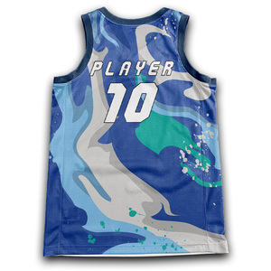 Ensemble de shorts en jersey réversibles à col en V personnalisés séchage rapide 100% uniforme de basket-ball respirant en maille de polyester - Product Image 3