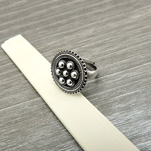 Top Selling Product in 2024 Solid 925 Sterling Oxidized Silver Round Shape Elegant <b>Ring</b> for Her Indian Handmade Jewelry Exporter - Product Image 5