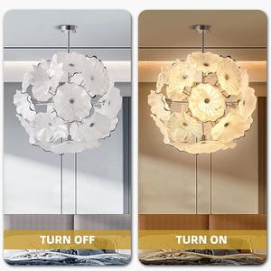 Lustre en verre de Murano fait main, <span class=keywords><strong>d</strong></span>écoration artistique de luxe, boule de verre, fleur, <span class=keywords><strong>luminaire</strong></span> suspendu LED G4 <span class=keywords><strong>pour</strong></span> hôtel, <span class=keywords><strong>entrée</strong></span> de maison, <span class=keywords><strong>hall</strong></span> - Product Image 6