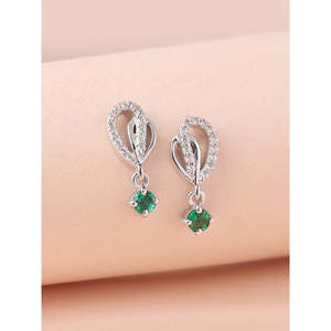 Pendientes de diamantes Esmeralda para mujer con seductor diseño Paisley - Product Image 1
