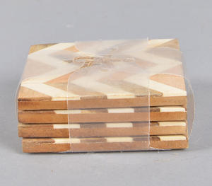 resin and wood inlay zigzag pattern coaster Premium <b>Scratch</b> Resistant Drink Mats for Wholesale Buyers and Bulk Orders - Product Image 3
