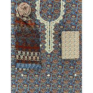 Salwar Kameez de Algodón Estampado sin Coser, Vestido Indio de Estilo Pakistaní para Fiestas, con Cuello y Material de Tela Lawn - Product Image 1