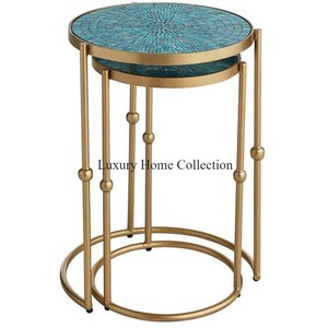 Modern <b>Gold</b> Accent <b>Table</b> with Unique Design Shiny Polished Metal Base and Drinkable Glass Top Attractive Decorative <b>Side</b> <b>Table</b> - Product Image 6