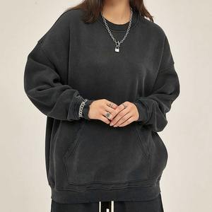 Sudaderas con capucha de felpa francesa de algodón a la moda deportiva para mujer, sudadera gruesa de peso pesado, lavado ácido, desteñida, desgastada, rasgada, Invierno - Product Image 6
