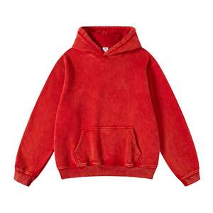 Sudadera con Capucha de Invierno, Lavada al Ácido, Bordada, Ligeramente Deslavada al Ácido, con Logotipo Personalizado, Estilo Holgado, Lavada con Pigmentos, Estilo Francés - Product Image 4