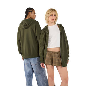 เสื้อฮู้ดดี้ผู้ชายแบบใหม่ ขายส่ง ไซส์ใหญ่ ซิปหน้า ปักโลโก้ตามสั่ง ลายปักแบบดิสเทรส ผ้าคอตตอนผสม สำหรับผู้ชาย - Product Image 5