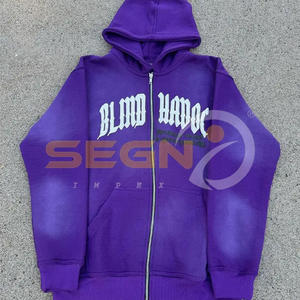 Sudaderas con capucha y cremallera de alta calidad, precio al por mayor, chándal de algodón estampado, ropa de invierno con cremallera inferior de talla grande - Product Image 4