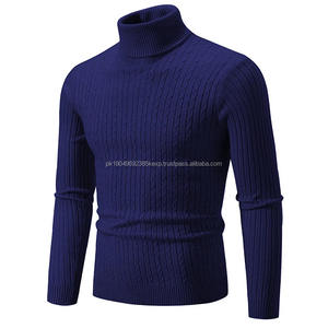 Nouveau pull col haut pour hommes couleur unie pull tricoté chaud décontracté col roulé sweatwear laine hommes hiver extérieur hauts - Product Image 4