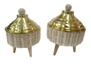 Ensemble de 3 casseroles décoratives gravées à la main au nouveau design attrayant serveur isolé servant des aliments marmite - Product Image 2