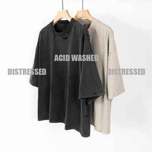 เสื้อยืดครอปผ้าฝ้าย100% สำหรับผู้ชายเสื้อยืดโอเวอร์ไซส์ผ้าเฮฟวีเวตโอเวอร์ไซส์ไม่มีลาย - Product Image 4