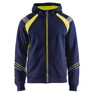 Sweat à capuche unisexe thermique respirant réfléchissant jaune fermeture éclair haute visibilité polaire de sécurité industrielle - Product Image 5