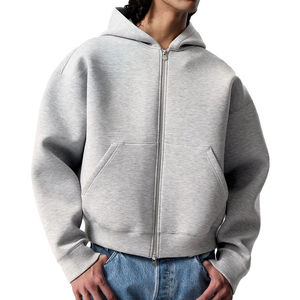 Sweat-shirts à capuche zippés épais 500 g/m² OEM, sweat-shirts à capuche zippés courts, sweat-shirts à capuche zippés boxy de haute qualité, logo personnalisé - Product Image 2