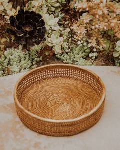 Handwoven Rattan Tray/<b>Basket</b> for Kitchen Use Fruit Bowl Wicker <b>Straw</b> Bread Bowl Versatile Fruit Storage and Serving Tray - Product Image 4