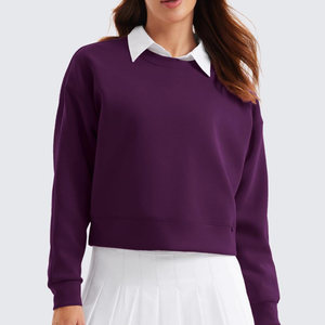 Nouvelle Arrivée 2026 – Sweat-shirt d'hiver pour femme en molleton 100 % coton, col rond, avec logo frontal, couleur personnalisable, service OEM - Product Image 3