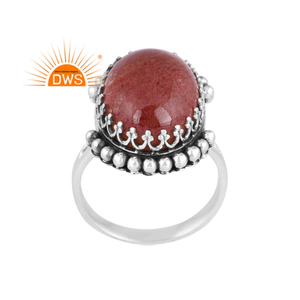 Dernière conception de bague en argent sterling oxydé naturel, fraise, quartz, pierres précieuses, fabricant de bijoux personnalisés - Product Image 1