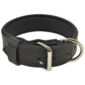 Collier pour chien en cuir véritable, réglable, durable, rembourré et doux, pour chiens de petite, moyenne et grande taille, pour les promenades quotidiennes - Product Image 1