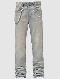 Jeans skinny en denim stretch à taille haute de qualité supérieure, pantalons jeans en denim respirants empilés de style européen Street Wear - Product Image 4