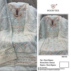 Qualité supérieure Indien Pakistan Ethnique Lourd Organza Salwar Costumes Dupatta Broderie Travail En Gros Approvisionnement D'usine À Vendre - Product Image 4