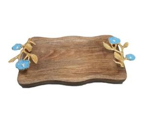 AK <b>Brass</b> Modern Style Wooden Multipurpose Serving Tray with Handle in Natural Wood Color For Kitchenware <b>Ornaments</b>/Dining Table - Product Image 2