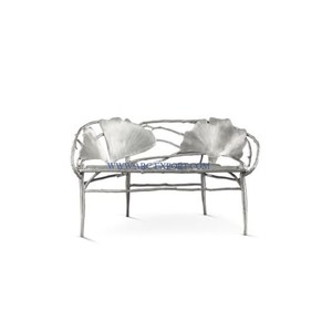Leaf Designing Aluminum Silver Ware <b>Garden</b> <b>Bench</b> Large Size Restaurant and Hotels Indoor Luxury Chair Vintage <b>Metal</b> Fancy Chair - Product Image 1