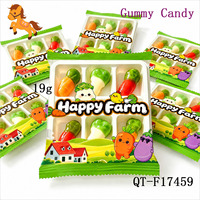 Bonbons gélifiés multicolores en forme de légumes Happy Farm Yumiko certifiés Halal 19g, bonbons sucrés à la gelée douce, collation pour les fêtes d'enfants
