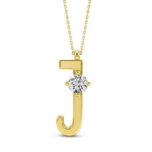 Alphabet <b>Initial</b> J Lab Grown Diamond Pendant 925 Sterling Silver 18KT Gold Plated Women's Necklace Jewelry Gift Fine Jewelry - Product Image 4