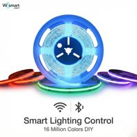 Bande lumineuse LED COB RGB intelligente DC24V, 576 LED/m, ultra haute densité, sans points, flexible, contrôle par application WiFi Bluetooth, dimmable