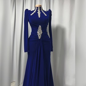 chinese dress ladies Sheath/Column Off-the-shoulder Long Sleeves Velvet luxury Evening Dres
