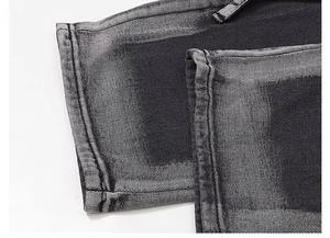 กางเกงยีนส์ขาตรงสีดำขากว้างผ้าฝ้ายผ้าเดนิม100% แนวสตรีทแฟชั่นลำลองมีกระดุม - Product Image 4