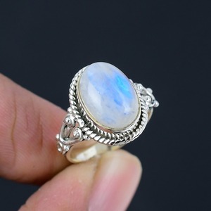 Anillo de plata estilo bohemio hecho a mano, joyería de plata de ley 925, piedra lunar, piedras preciosas, anillo de tendencia, joyería para mujer, regalo para ella - Product Image 5