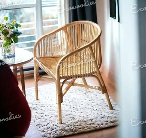 Silla trasera de mimbre de caña de estilo elegante y moderno, silla tapizada de bambú para restaurante, comedor y muebles de balcón - Product Image 6