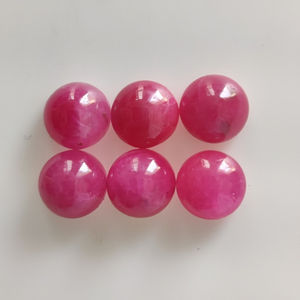 Cabochons de rubis de haute qualité 6.5mm formes ovales rondes rouge rose vert - Product Image 1